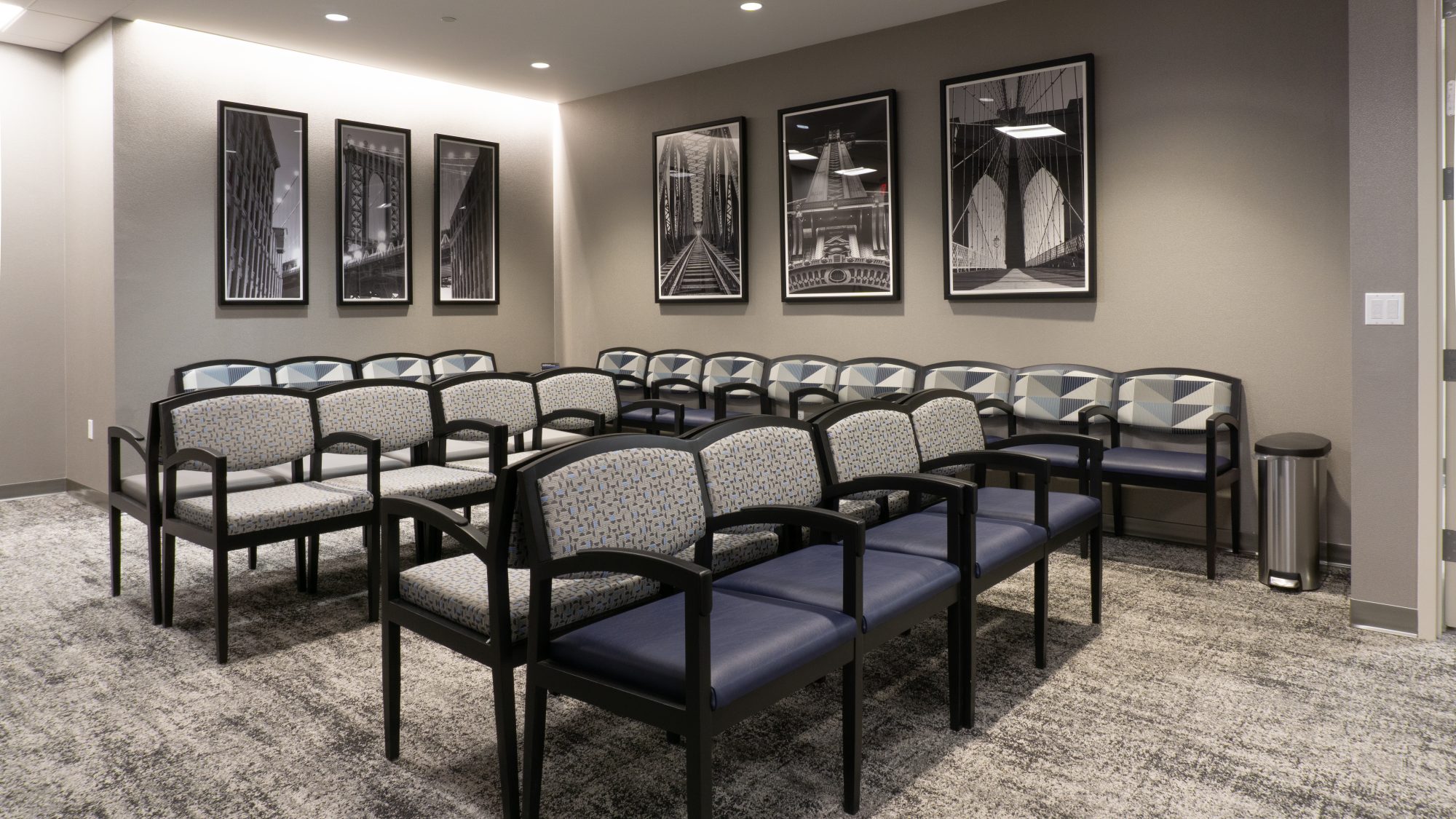 reception seating with artwork in background