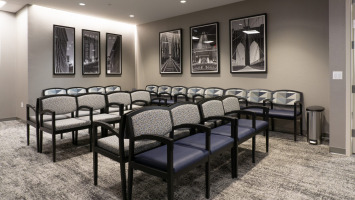 reception seating with artwork in background