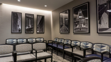 reception seating with artwork in background