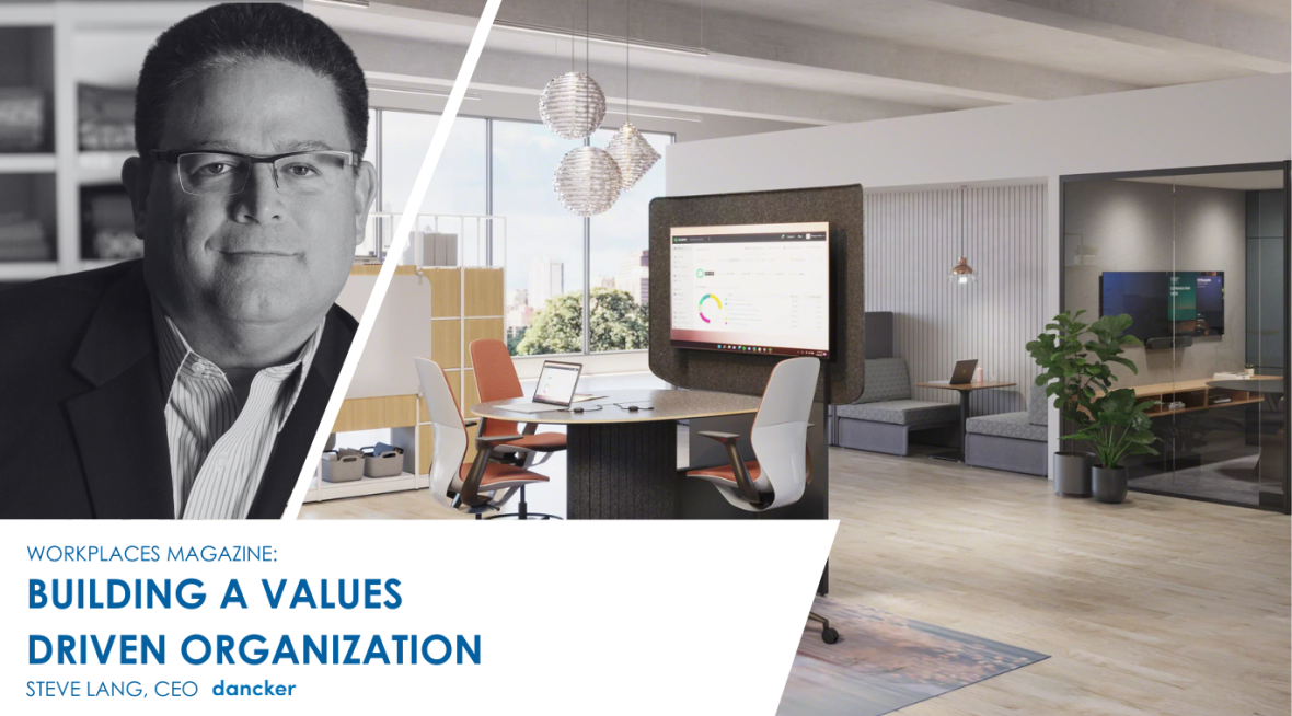Image of Steve Lang, CEO of dancker, alongside workplace with integrated technology